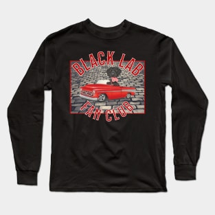 Cute Black Lab driving classic truck on gray brick Long Sleeve T-Shirt